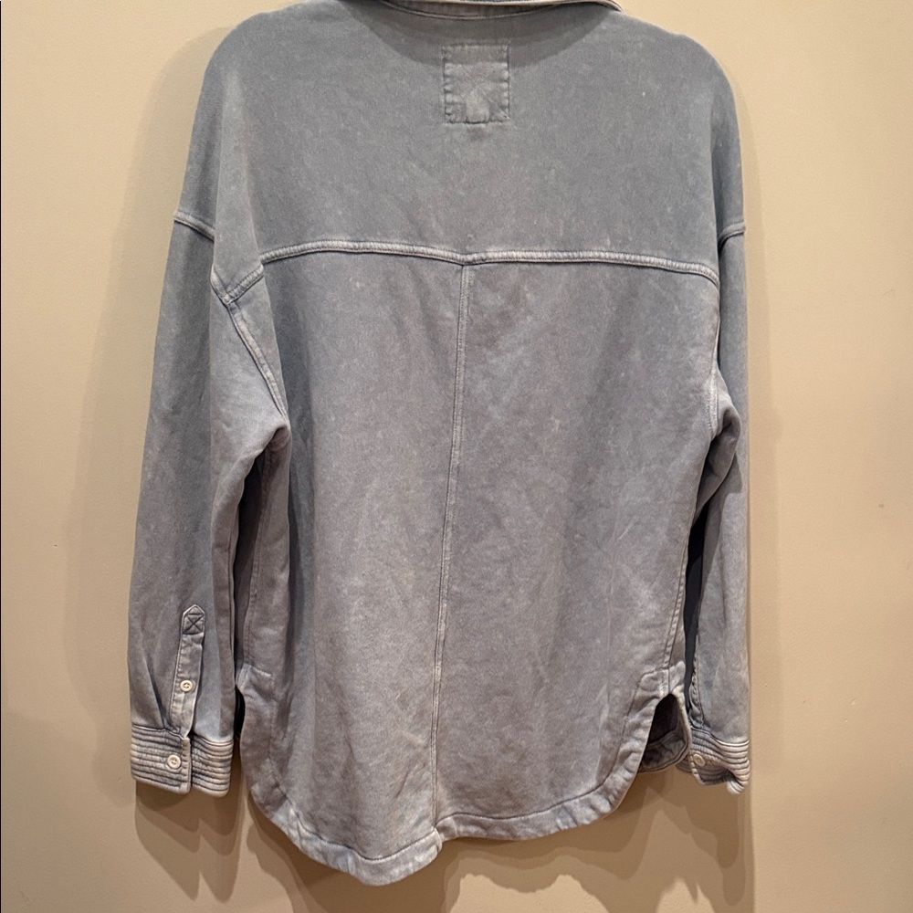 aerie Washed Light Blue Henley Pullover sweatshirt - Picture 3 of 3